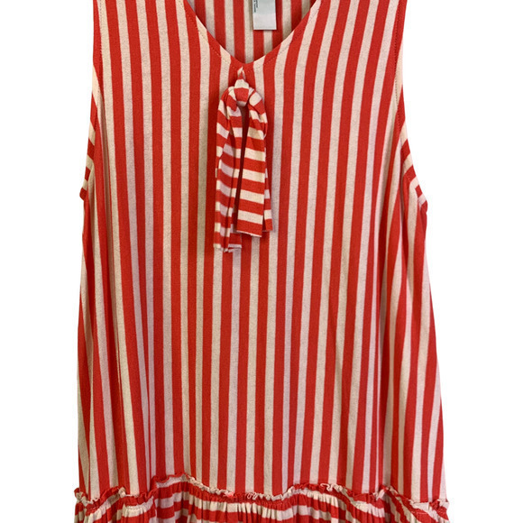 FREE PEOPLE Orange & Cream Stripe Tank Top Beach Mini‎ Dress - Picture 3 of 12